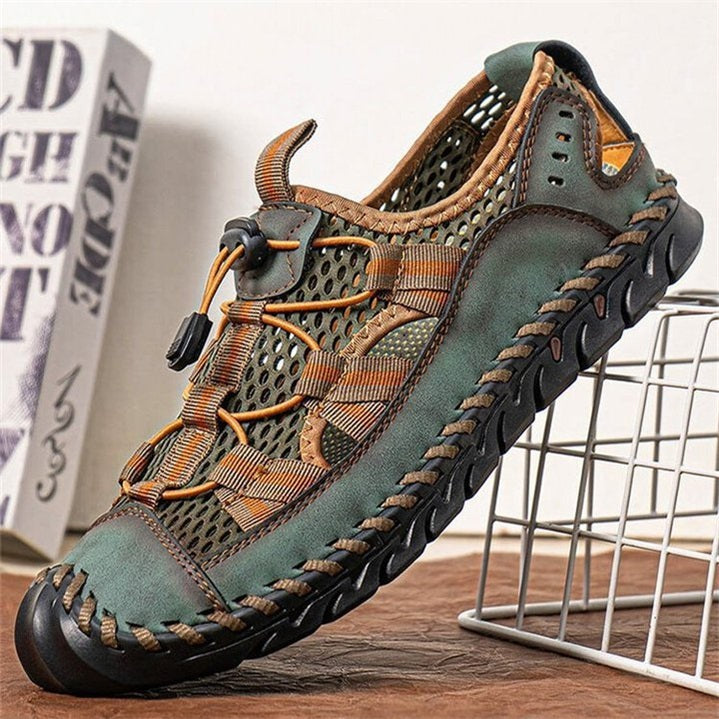 mens sandals closed toe mesh splicing outdoor leather sandalsfgfay