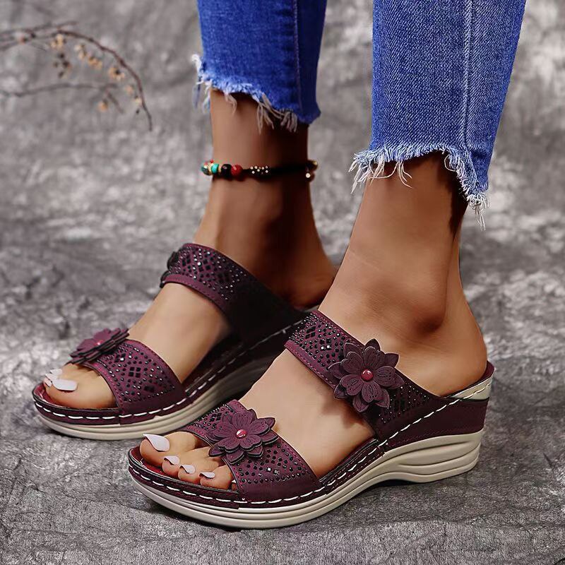 women casual shoes vintage flower fish mouth sandals88wah