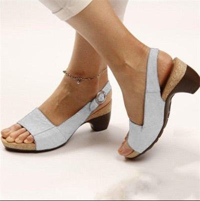 womens elegant low chunky heel comfy sandals 5npjz