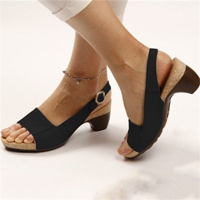 womens elegant low chunky heel comfy sandals cgt7e