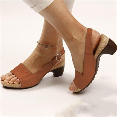 womens elegant low chunky heel comfy sandals ib232