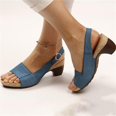 womens elegant low chunky heel comfy sandals myrpl