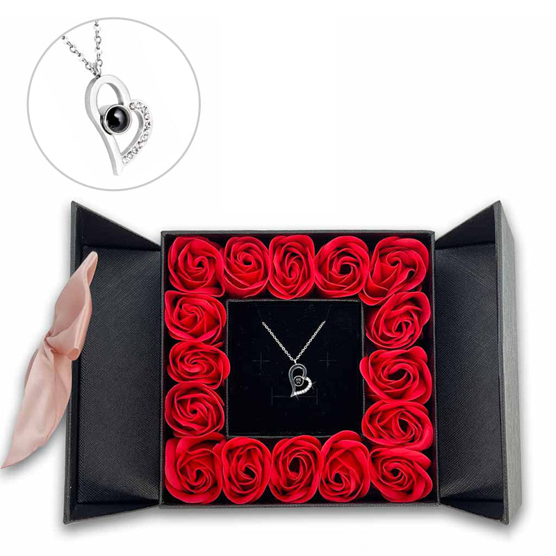 morshiny 16 soap roses jewelry box with necklaceqz18c