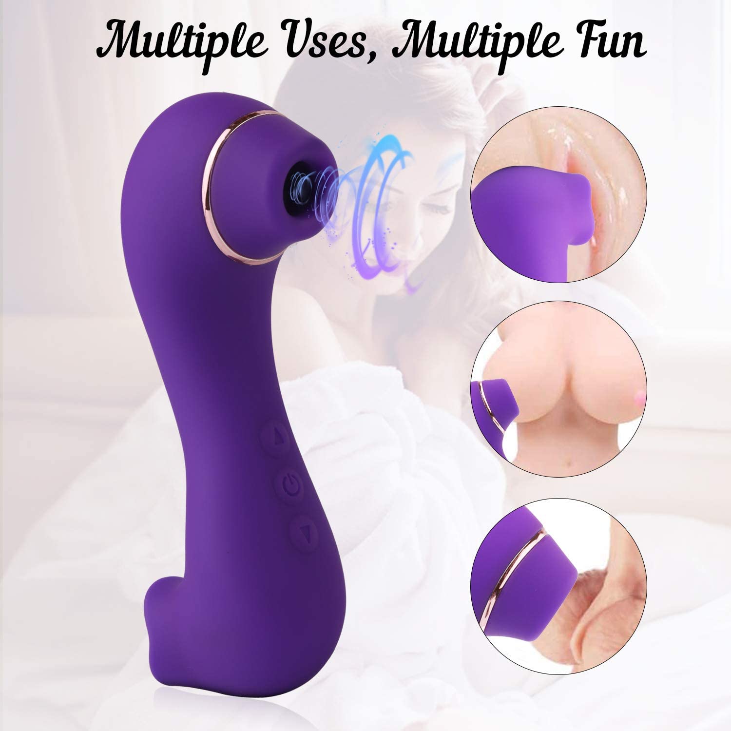 Clitoral Sucking & Licking G Spot Vibrator for Double Stimulation, Clit Tongue Stimulator Vaginal Breast Nipple Massager