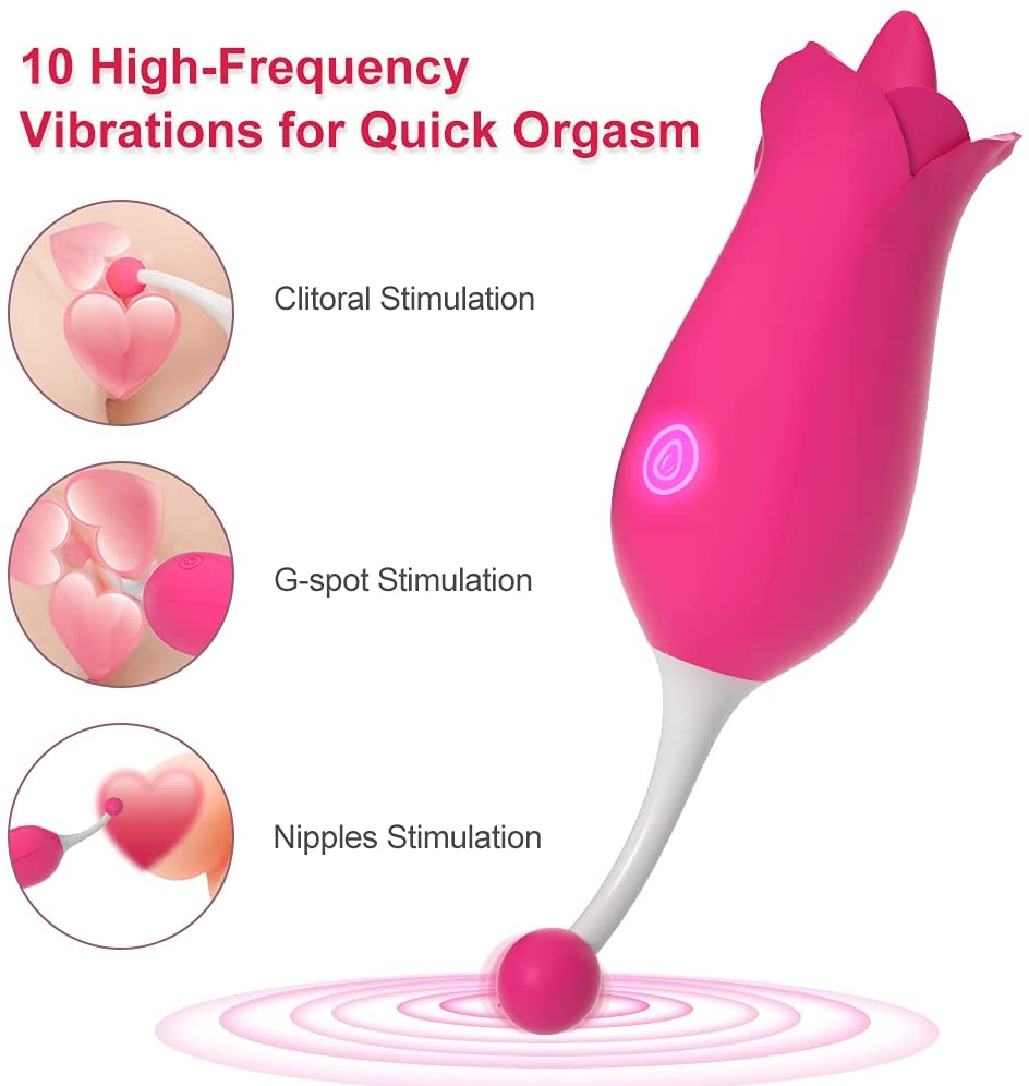Tongue & Bead 2 in 1 High-Frequency Rose Clitoral Vibrator