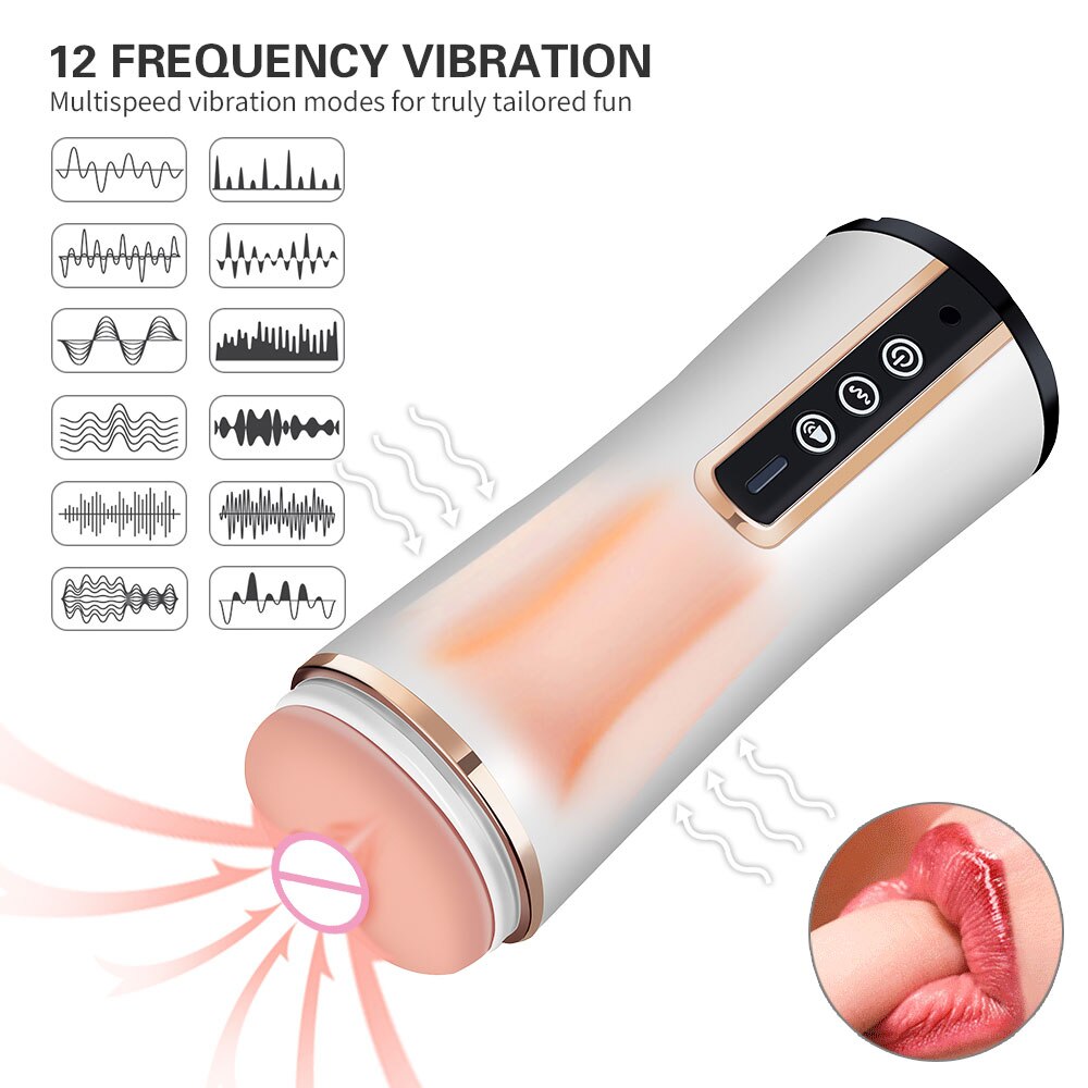 Aircraft Cup Men's Electric Telescopic Vacuum Oral Masturbation Cup Adult Sex Products Penis Trainer