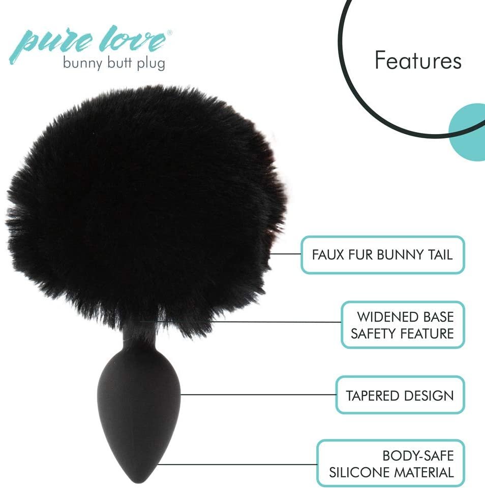 Pure Love Fluffy Bunny Tail, Silicone Butt Plug (3PCS)