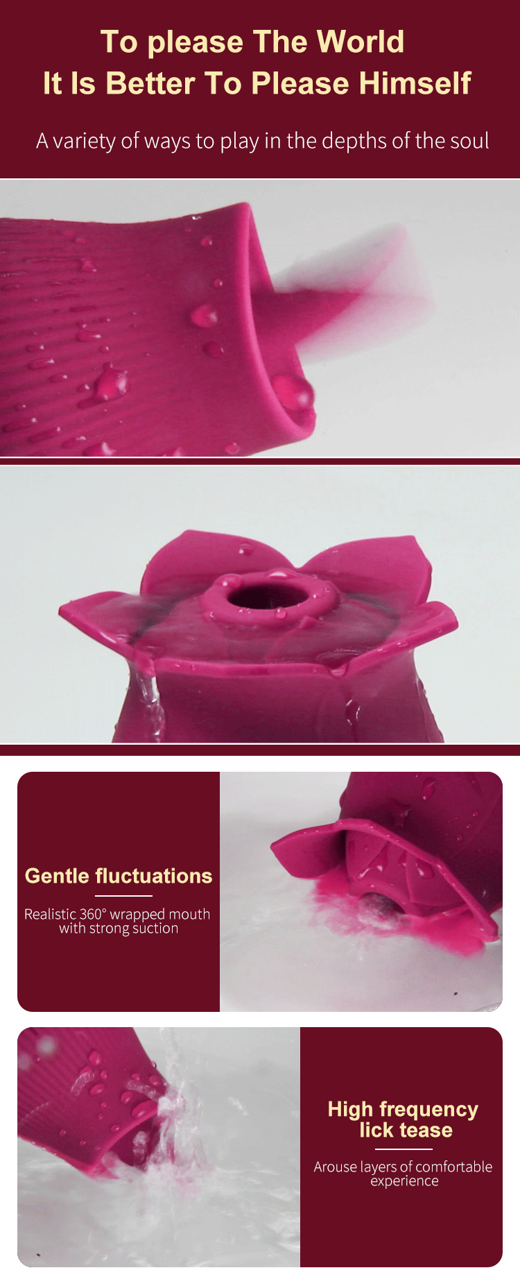 Rose Sucking and Tongue Vibrator, 2in1 Rose Toy